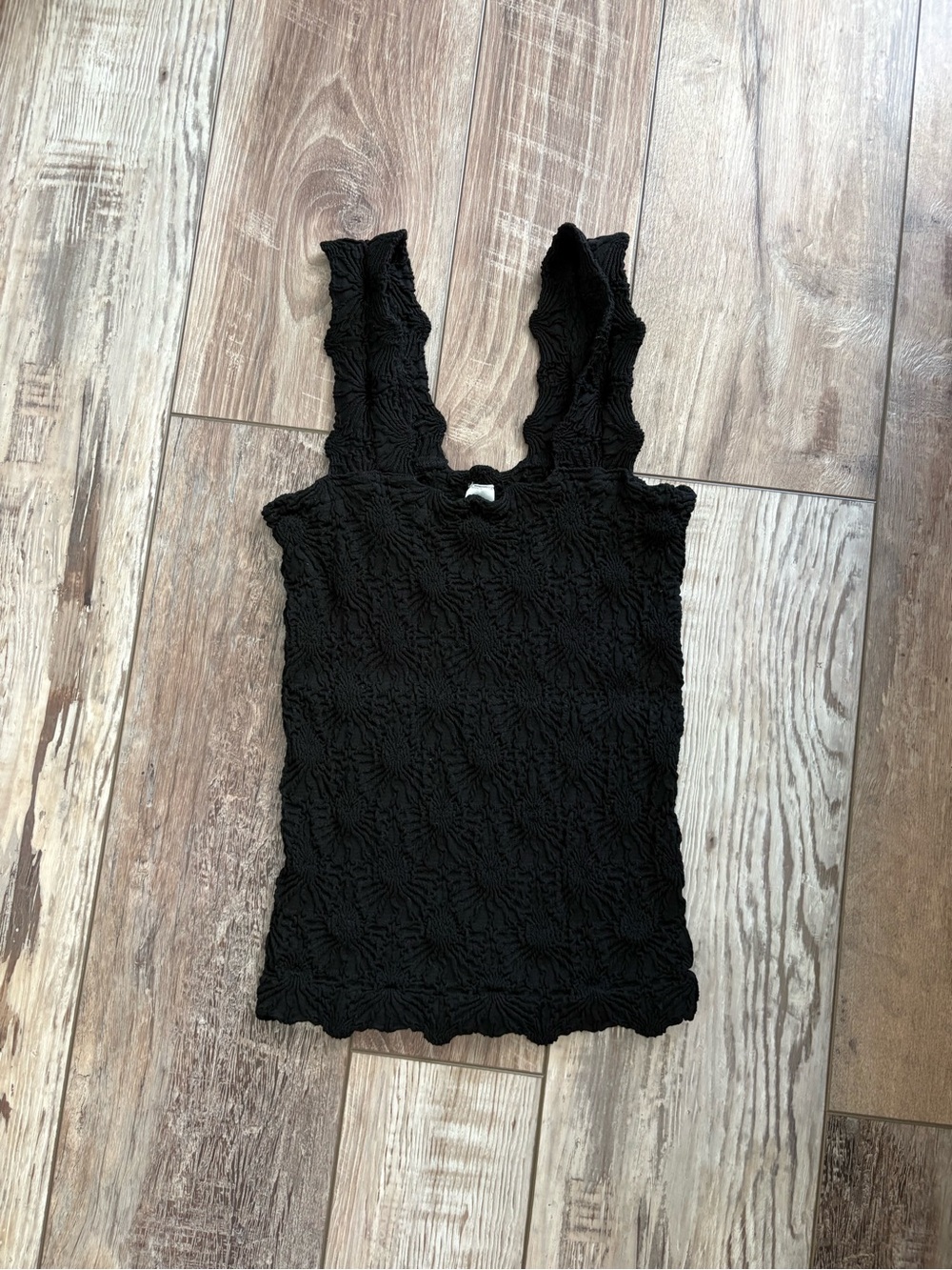 Black Textured Sleeveless Tank Top
